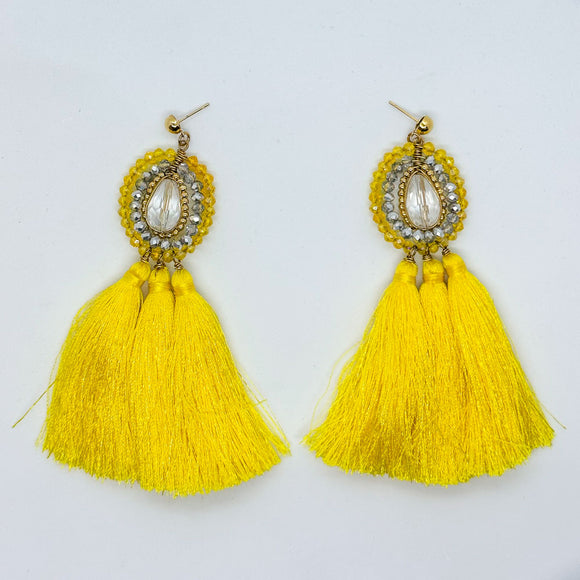 Yellow Tassel Earrings