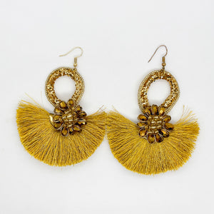 Fan Style Beaded Center Earrings