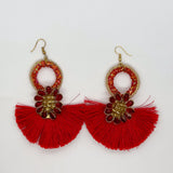 Fan Style Beaded Center Earrings