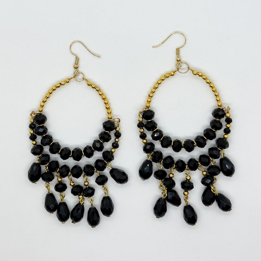 Cascade Drop Earrings Jet Black