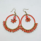 Single Hoop Crystal Beaded Earrings