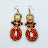 Stunning Chic Beaded and Gold Accent Earrings