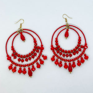 Double Hooped Crystal Beaded Earrings