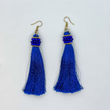 Artisanal Tassel Earrings With Precious Beads