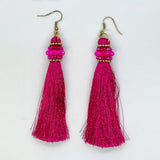 Artisanal Tassel Earrings With Precious Beads