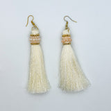 Artisanal Tassel Earrings With Precious Beads