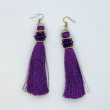 Artisanal Tassel Earrings With Precious Beads