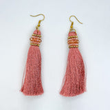 Artisanal Tassel Earrings With Precious Beads