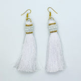 Artisanal Tassel Earrings With Precious Beads