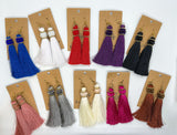 Artisanal Tassel Earrings With Precious Beads