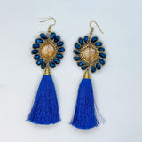 Glamourous Tassel Earrings With Crystal Beaded Flower