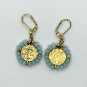 Saint Benedict Golden Charm Earrings