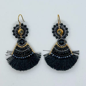 Emblematic Kite Earrings With Crystal Beaded Sun Shape