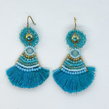 Emblematic Kite Earrings With Crystal Beaded Sun Shape