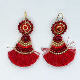 Emblematic Kite Earrings With Crystal Beaded Sun Shape